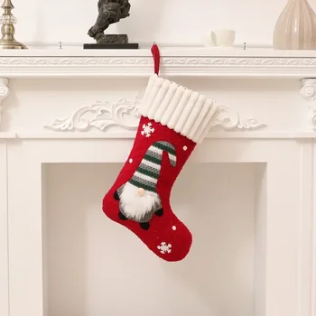 Нови коледни чорапи плетени без лице Rudolph кукла детски бонбони подарък чанта сцена оформление коледни украси за дома 4