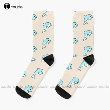 Нови чорапи за делфини за мъже Персонализирани потребителски унисекс чорапи за възрастни Популярност Празнични подаръци Teen Socks