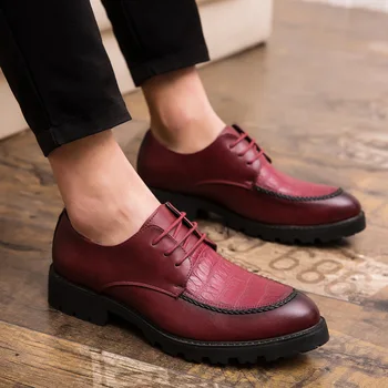  Обувки Мъже Елегантен коафьор Официални обувки Мъже Оксфорд Италианска марка Кожени обувки Мъжки класически Sapato Oxford Masculino