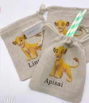 Персонализирайте всеки анимационен лъв Рожден ден благоприятства Подаръчни чанти,Чанти за подаръци за бебешки душ благоприятстват пакетните чанти,Кръщелни подаръчни торбички за кръщене