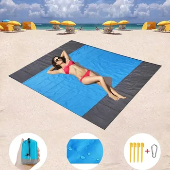 плаж преносим мат лек къмпинг пътуване пясък матрак пикник открит водоустойчив одеяло сгъваем джоб