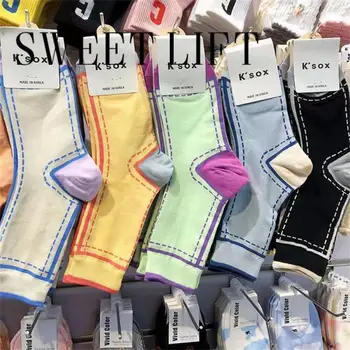Плътен цвят чорапи модни аксесоари високо качество удобни памучни чорапи подреждане чорапи карикатура чорапи тенденция трайни