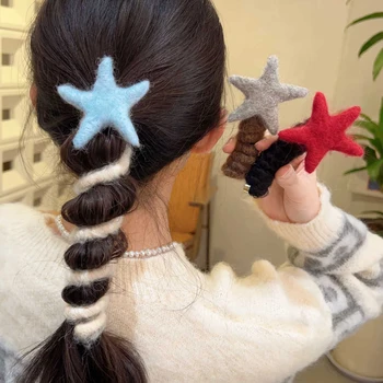 Плюшена звезда Телефон Тел Връзки за коса Жени Момичета Твърди еластични ленти за коса Спирална намотка Гумени ленти Конски опашки Аксесоари за коса