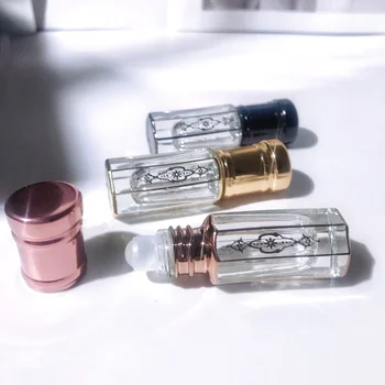 Празен мини парфюм ролка на бутилка 3ml високо качество преносим прост козметичен контейнер злато покритие стъкло етерично масло бутилка