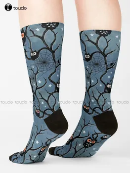 Призрачен Woods Owls чорапи забавни чорапи за мъже персонализирани потребителски 360 ° цифров печат подарък Harajuku унисекс възрастни тийнейджър младежки чорапи