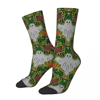 Призрачен Хелоуин дамаска печат тикви призраци и магарешки бодил прилепите животни унисекс зимни чорапи топли чорапи уличен стил чорап