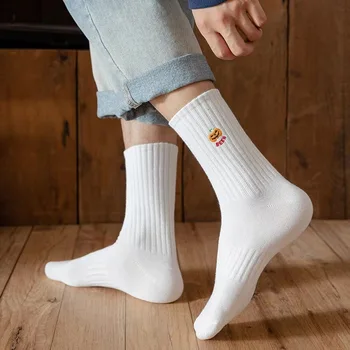 Прости и забавни чорапи пролет и есен лято Embroid Middle Tube чорап за мъже спортни тенденции 4