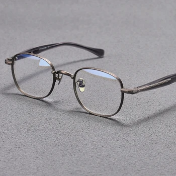 Реколта титанов ацетат оптични очила рамка мъже ултралек квадрат ретро рецепта очила жени пълен ръб късогледство очила