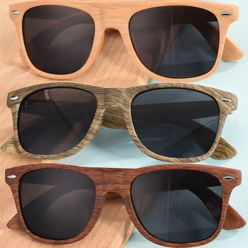 Реколта унисекс слънчеви очила дървени очила мода мъже квадрат дърво очила нюанси слънце мъжки изкуствена дърво очила аксесоари подарък