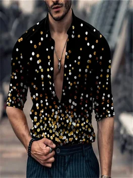 риза Мъжки върхове Мода Случайни Открит популярен дизайнерски дизайн Мек удобен костюм ревера бутон дълъг ръкав Мъжка риза червена 1