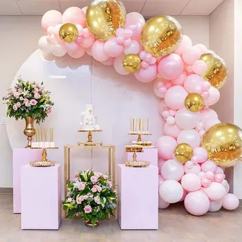 Розов балон Венец комплект прашен розов балон арка пастелни розови балони за бебе душ рожден ден моминско тържество декор