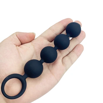 силиконови малки анални мъниста Butt G Spot Анус Мастурбация Plug топка Pull Ring Анален стимулатор Масажор Секс играчки за жена начинаещи