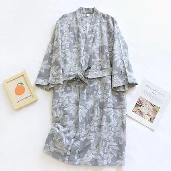 Сладко цвете мода кимоно халати жени японски 100% двойна марля памук Летни ежедневни халати 3