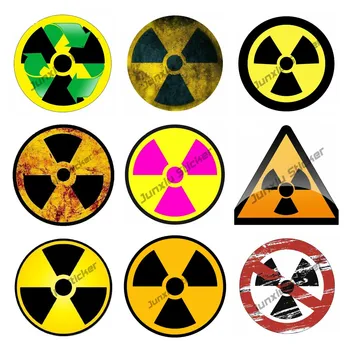 Смешни ядрена радиация предупредителен знак кола стикер обичай ядрена радиация предупреждение винил Decal премия качество винил Decal