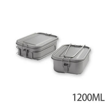  титаниева сплав преносима кутия за обяд квадрат за изтичане на прибори за хранене контейнер за съхранение на храни на открито къмпинг здраве 1200ml