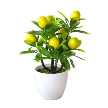 Фалшиво растение Изкуствен лимоново дърво Красиви подаръци Пластмасов диаметър 18 см Зелен нетоксичен Nvironmental приятелски