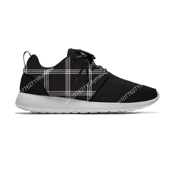 Черно-бели карирани чекове Мода Личност Спортни обувки за бягане Ежедневни дишащи леки 3D печат Мъже Дамски маратонки 3