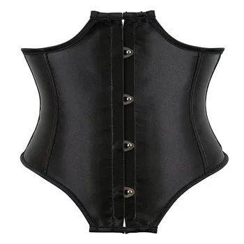 Черно сатенено облекло за тяло Дамски готически корсети и бюстиета Underbust талията Cincher корсет корселет секси Korse